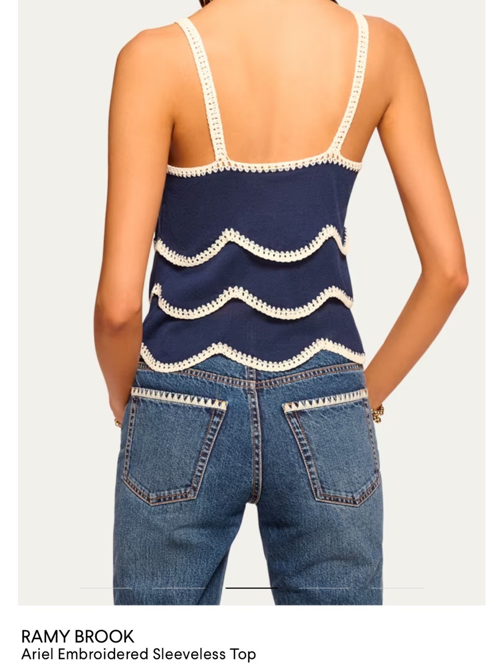 Ramy Brook New York Ariel Navy & White Crochet-Trim Tank Top - Medium - Picture 7 of 7